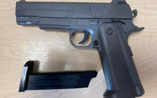 BB gun confiscated by Cambridgeshire Police from children in Chatteris. It was bought at a summer festival at the weekend from a stall.