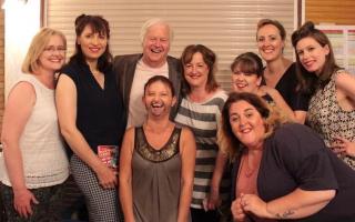 The late Dad's Army actor Ian Lavender pictured with members of Viva Soham