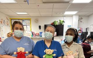 Nurses in the department with some of the teddies.