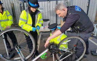 Cambridgeshire Police officers were on hand to mark bikes at Ely Train Station.