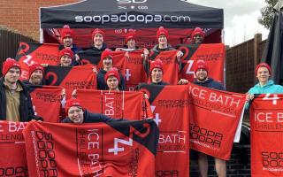The Stretham Football Club players took on an ice bath for charity.